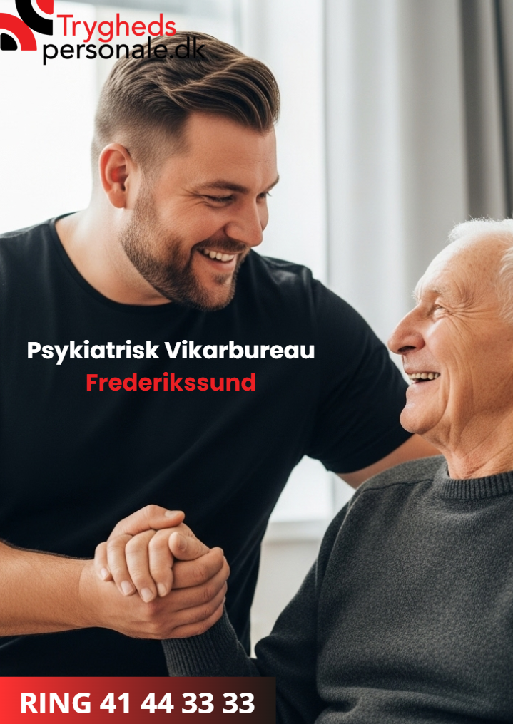 Professionel psykiatrisk vikar i varm samtale med ældre borger - nærværende og forstående pleje