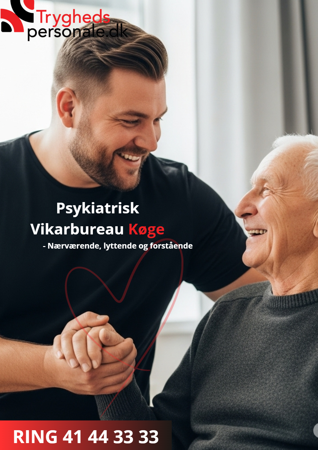 Professionel pædagogisk vikar i varm samtale med borger - nærværende og forstående støtte