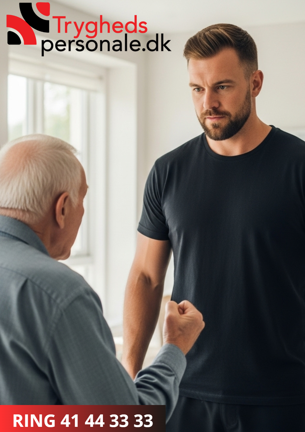 Professionel psykiatrisk vikar i varm samtale med ældre borger - nærværende og forstående pleje